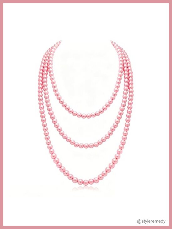 Jewelry - Cream White Faux Pearl Strand Layered Necklace Long Costume Jewelry